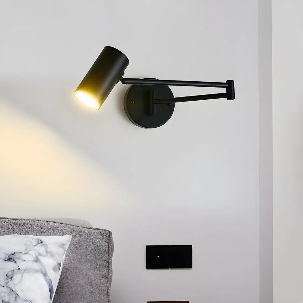 1-Light Cylindrical Metal Arm Swing Wall Light