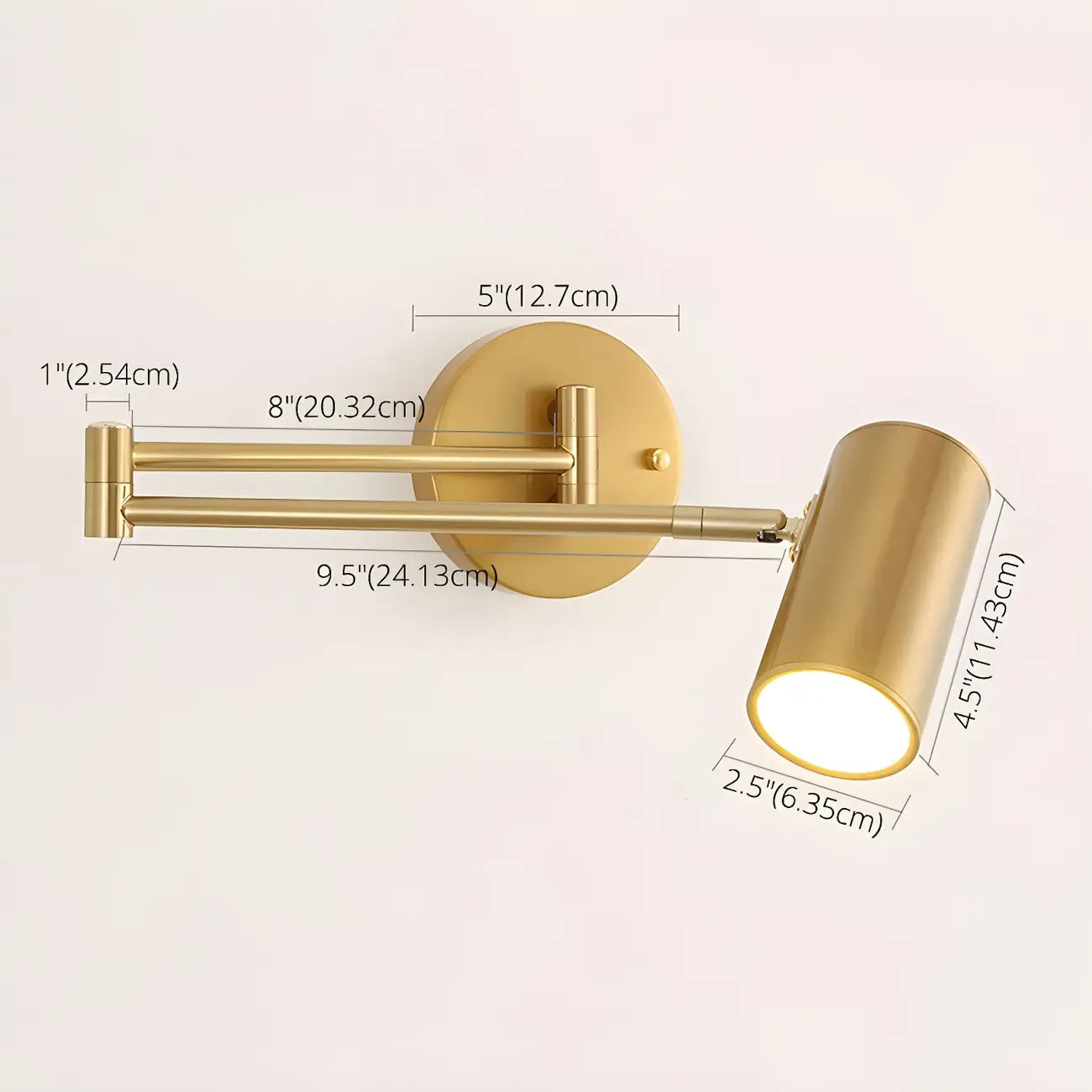 1-Light Cylindrical Metal Arm Swing Wall Light