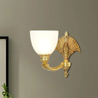 Colonial Bowl Brass Gold Glass Up Wall Light Fixture