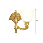 Colonial Bowl Brass Gold Glass Up Wall Light Fixture