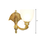 Colonial Bowl Brass Gold Glass Up Wall Light Fixture