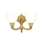 Colonial Bowl Brass Gold Glass Up Wall Light Fixture