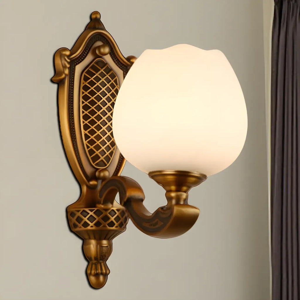 13“Colonial Brass Wall Sconce with LED Light for Bedroom