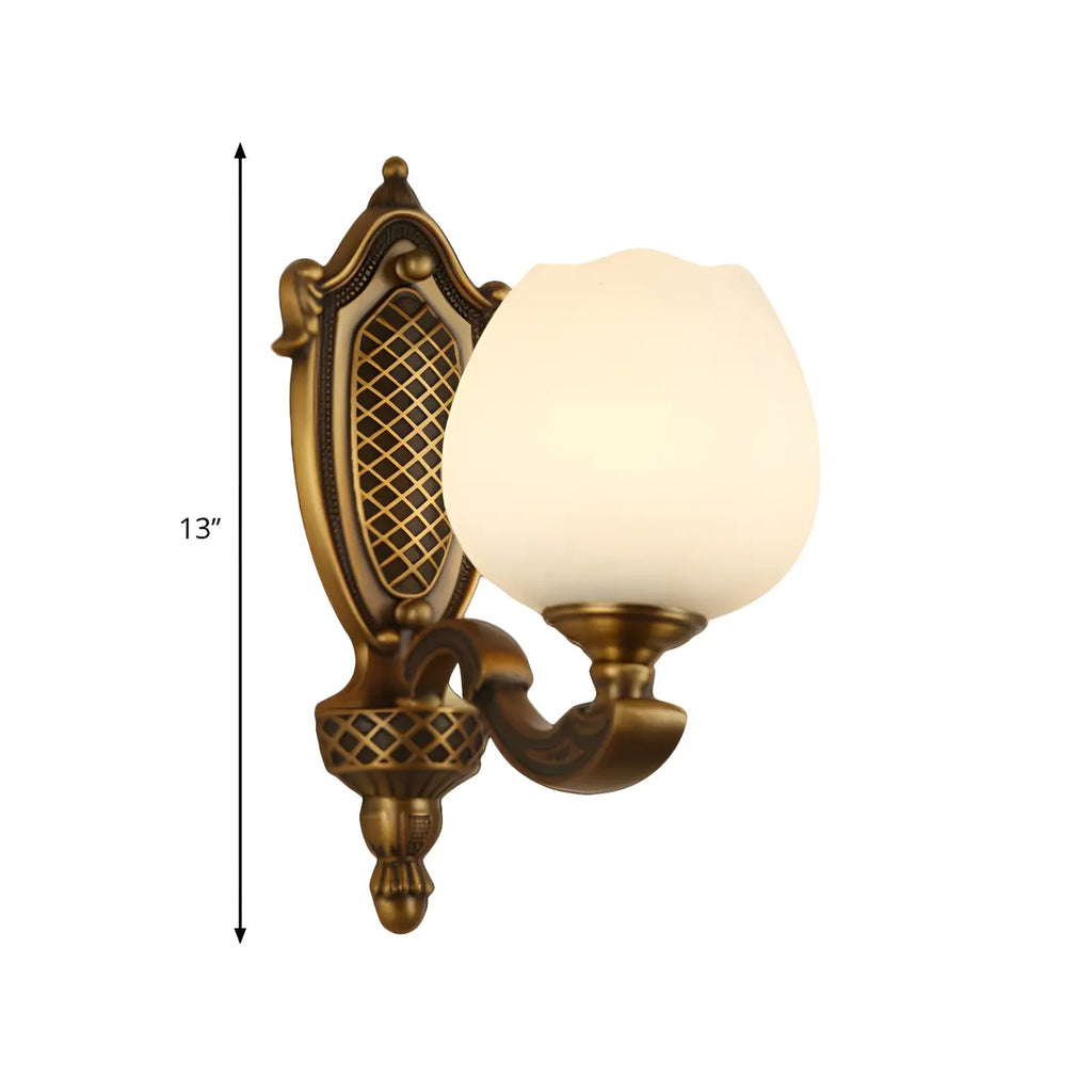 13“Colonial Brass Wall Sconce with LED Light for Bedroom