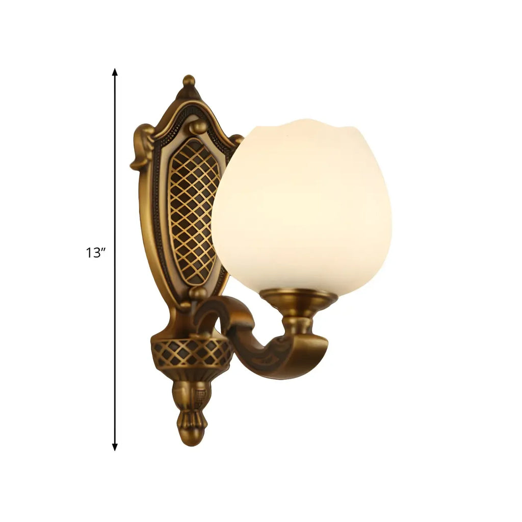 13“Colonial Brass Wall Sconce with LED Light for Bedroom