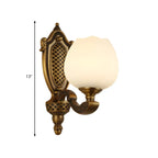 13“Colonial Brass Wall Sconce with LED Light for Bedroom