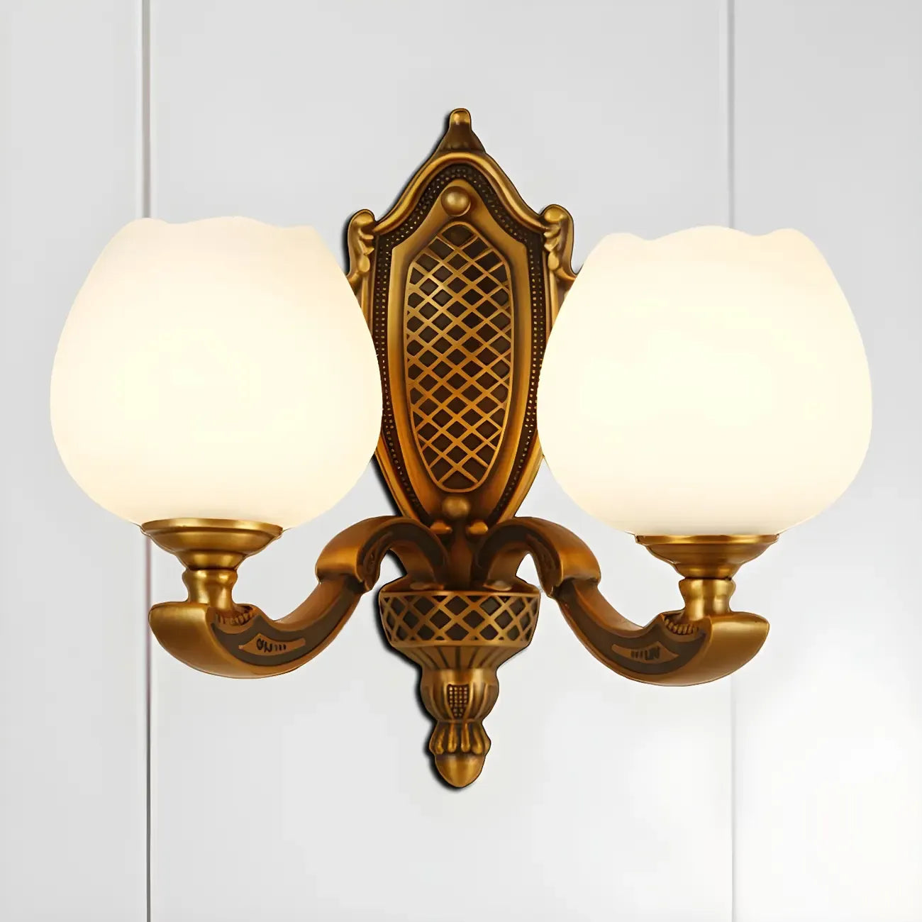 13“Colonial Brass Wall Sconce with LED Light for Bedroom