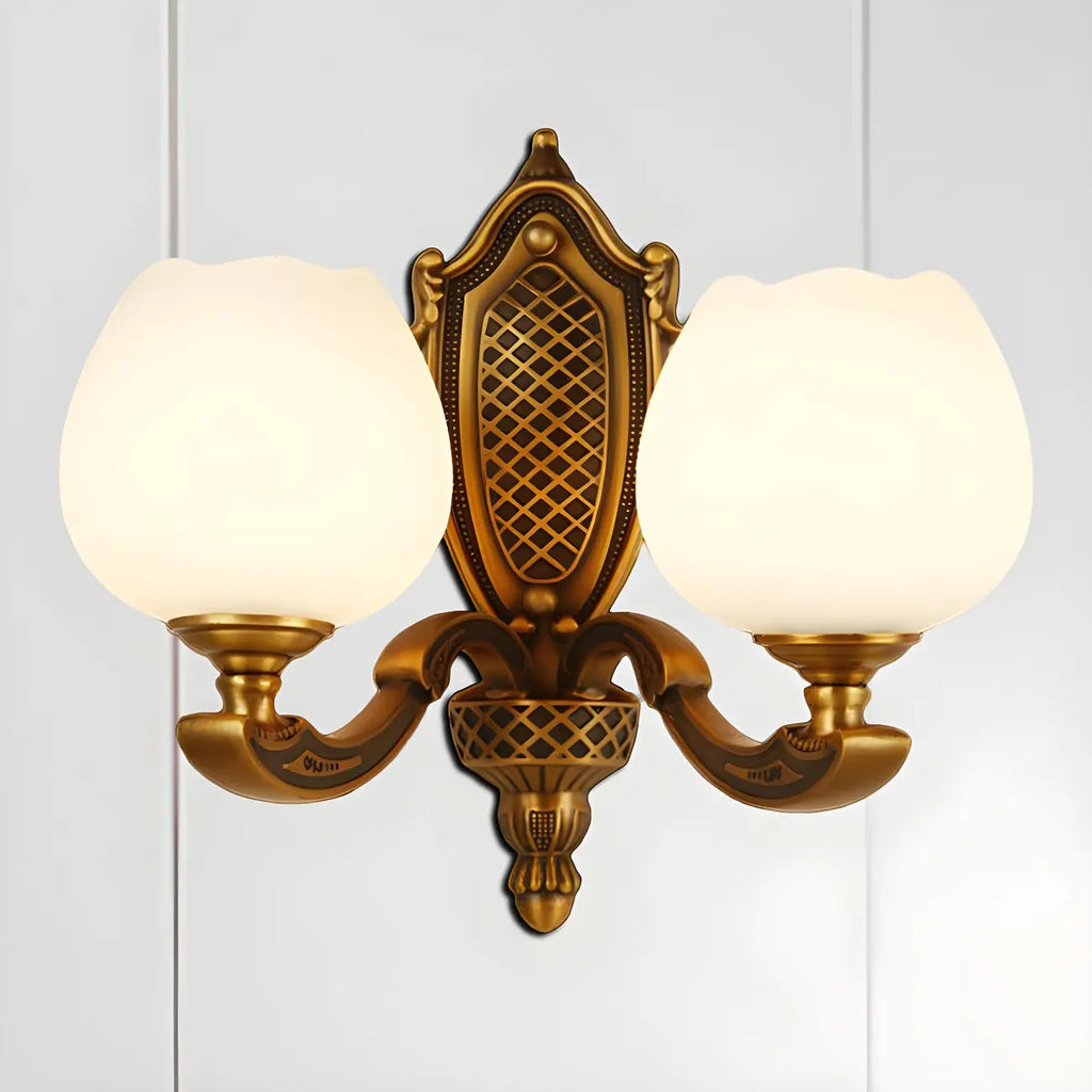 13“Colonial Brass Wall Sconce with LED Light for Bedroom
