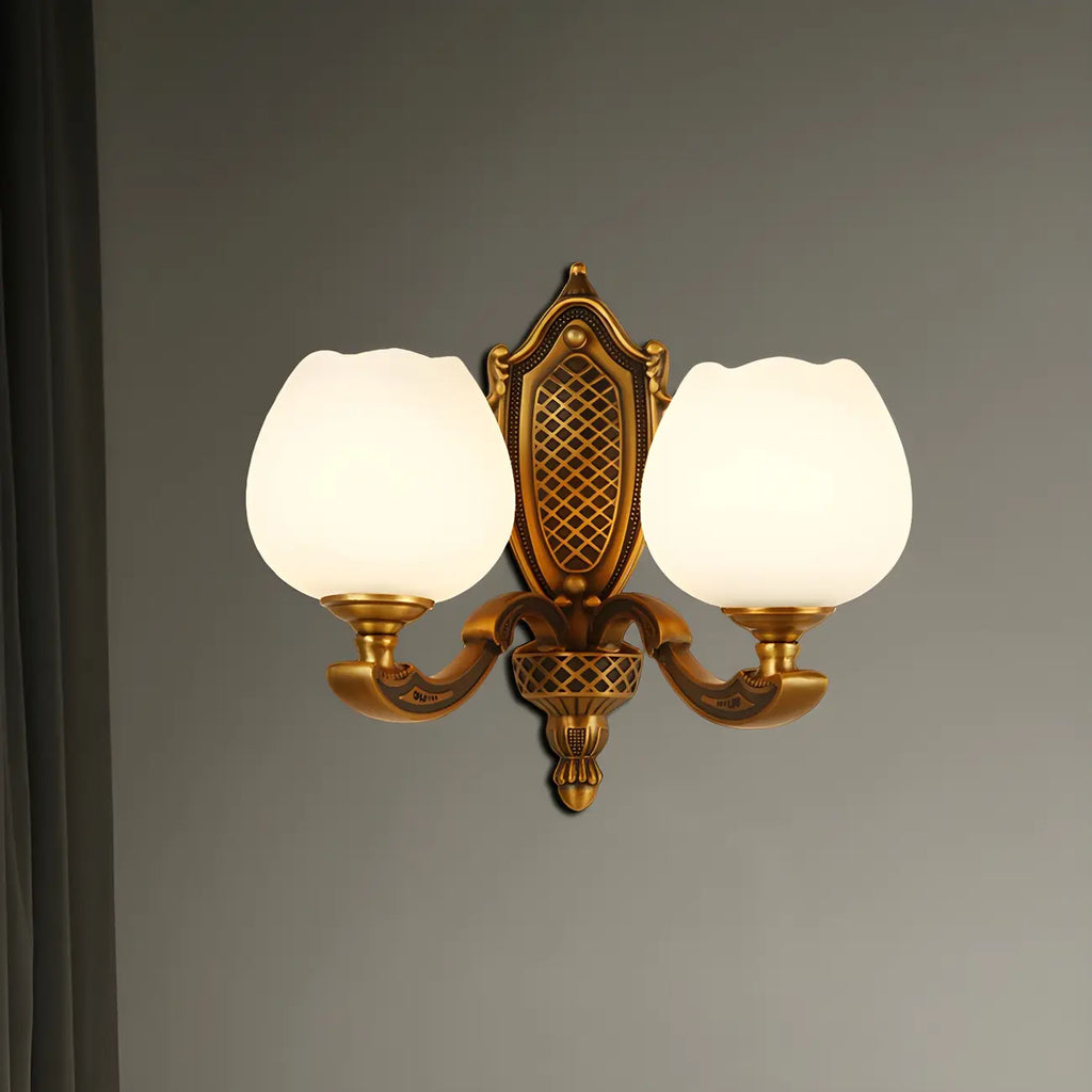 13“Colonial Brass Wall Sconce with LED Light for Bedroom