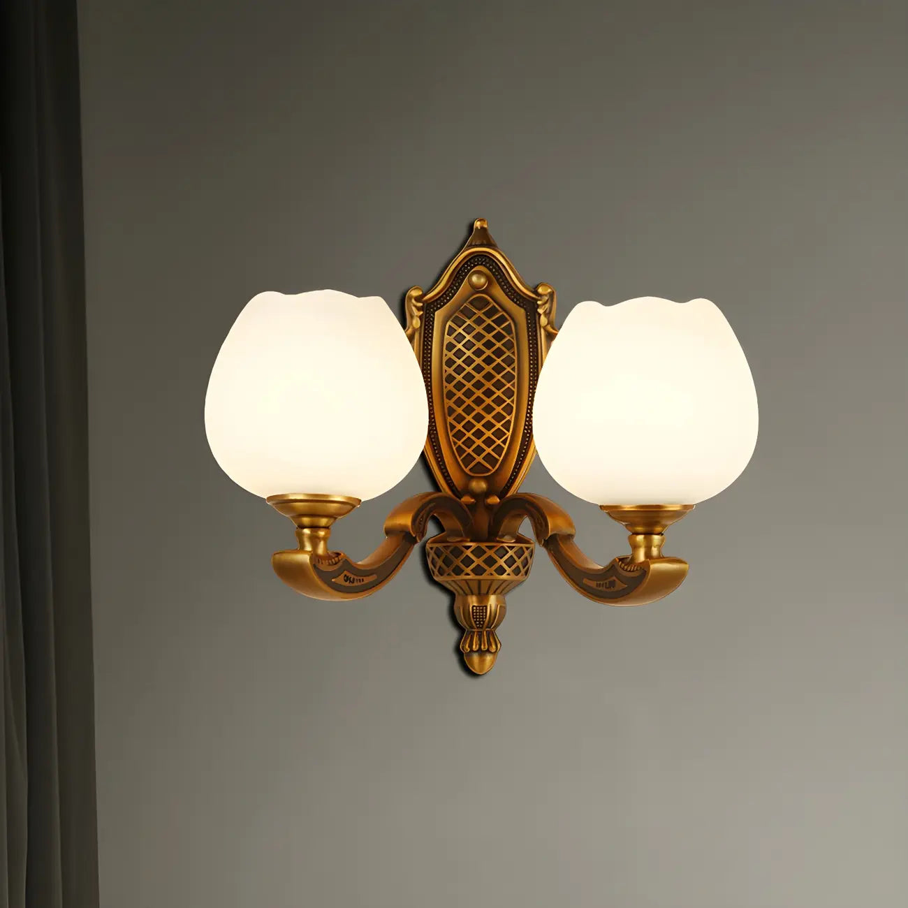 13“Colonial Brass Wall Sconce with LED Light for Bedroom