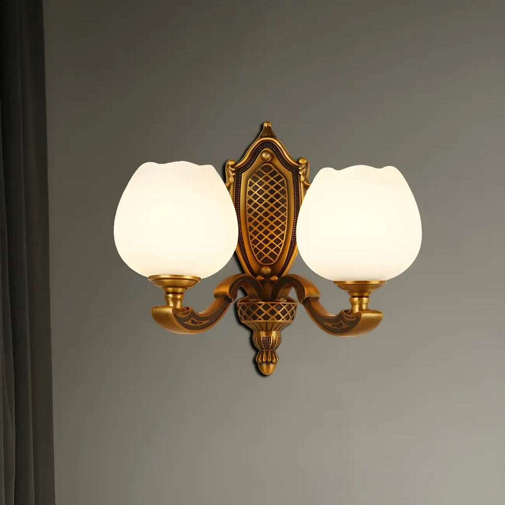 13“Colonial Brass Wall Sconce with LED Light for Bedroom