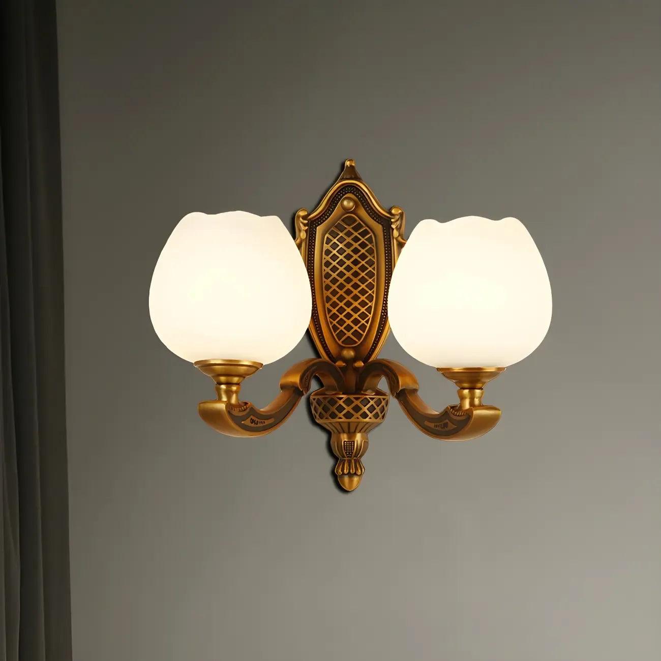 13“Colonial Brass Wall Sconce with LED Light for Bedroom