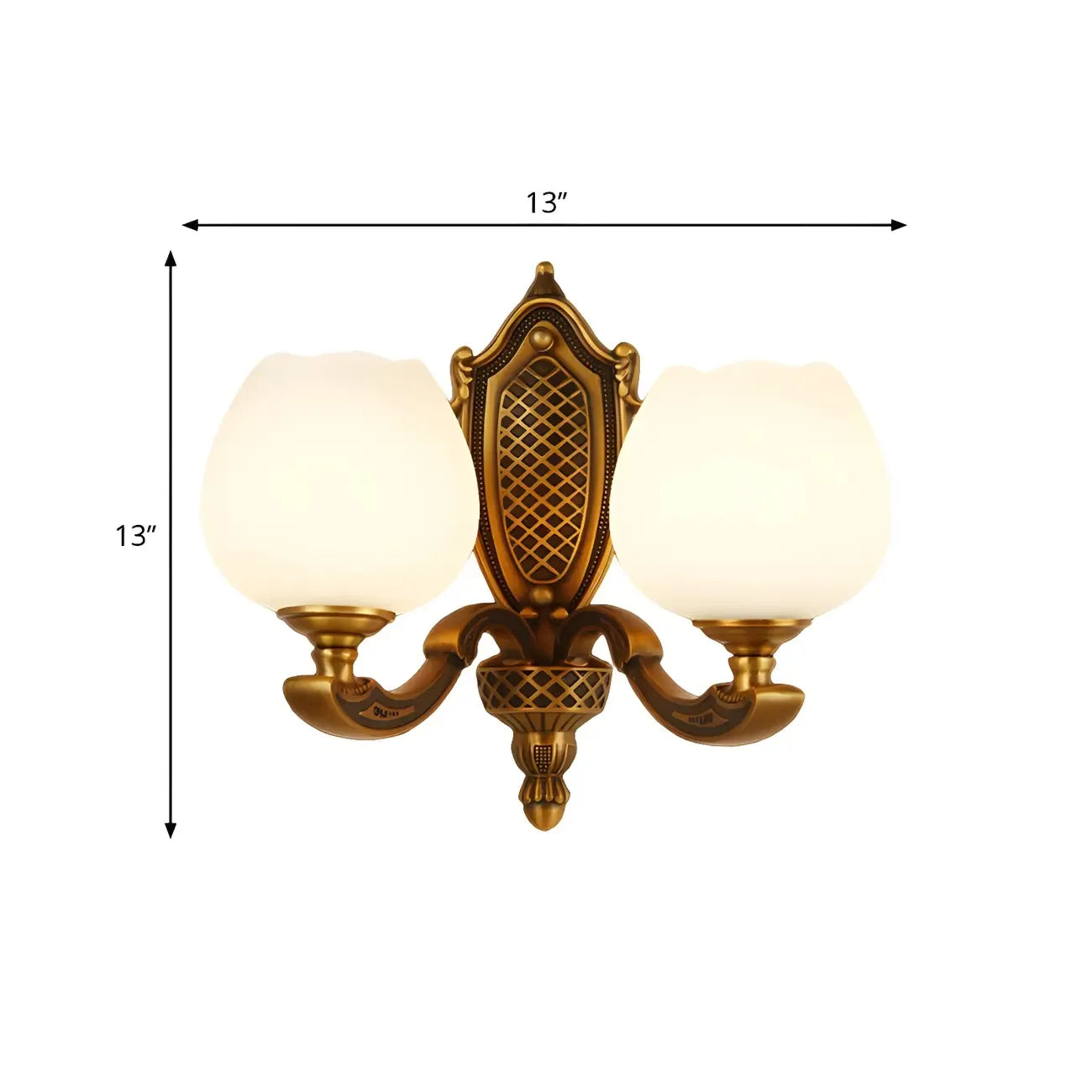 13“Colonial Brass Wall Sconce with LED Light for Bedroom