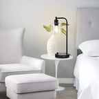 Simple Black Metal Glass Barrel Table Lamp with Touch Switch