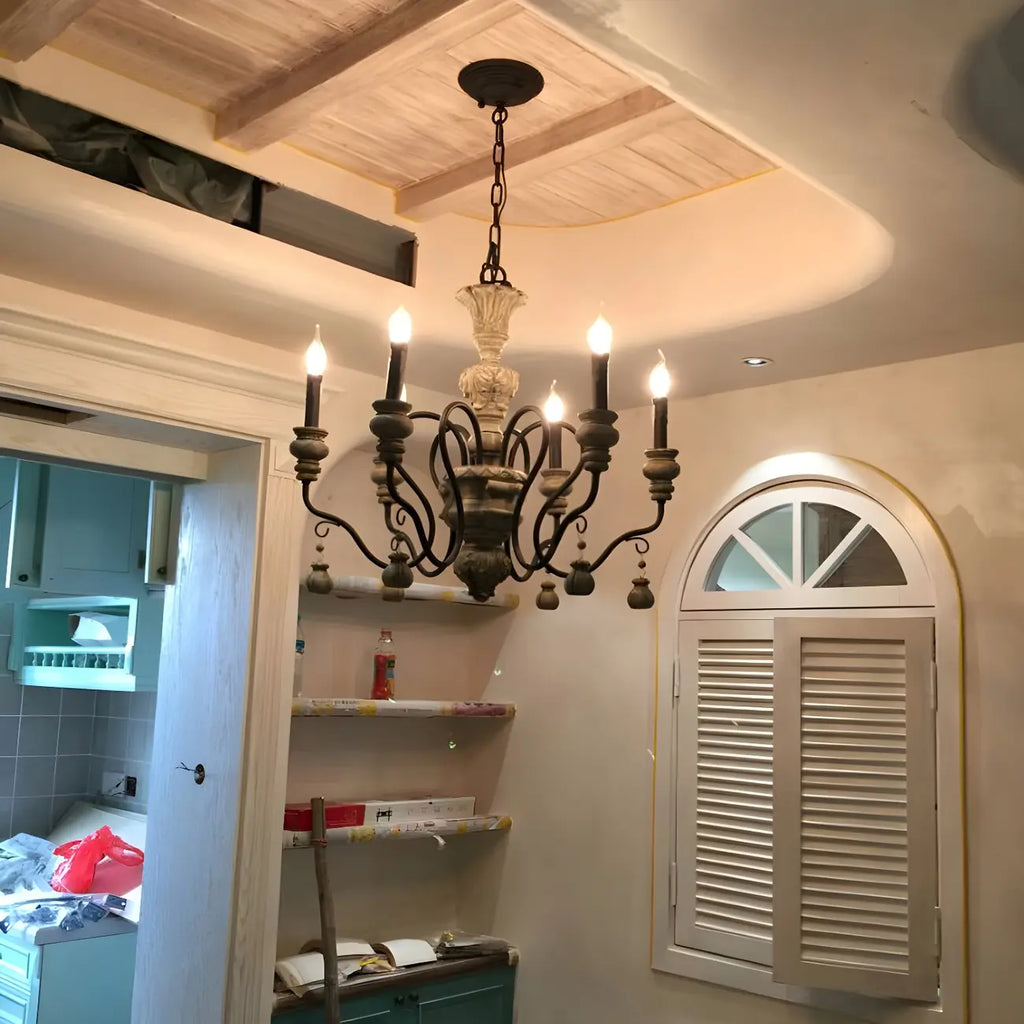 Black Classical Metal Crystal Chandelier Vintage Design