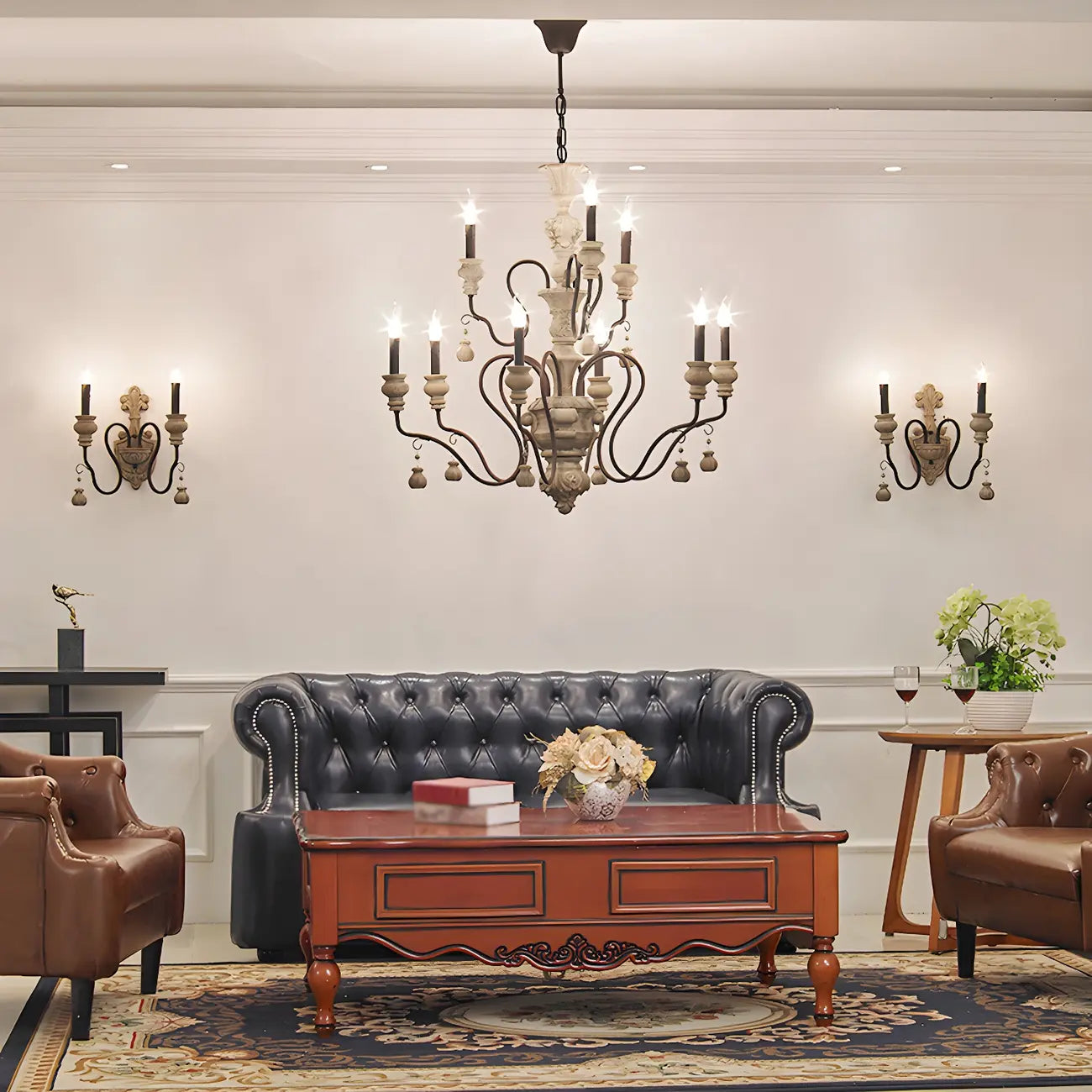Black Classical Metal Crystal Chandelier Vintage Design