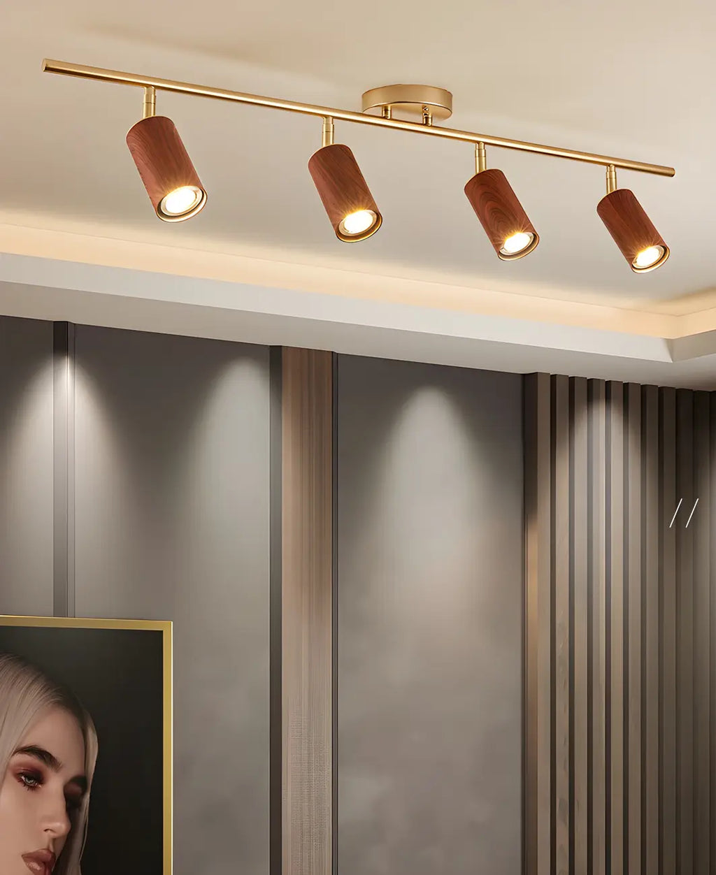 Modern 4-Light LED Fixed Track Light with Adjustable Head