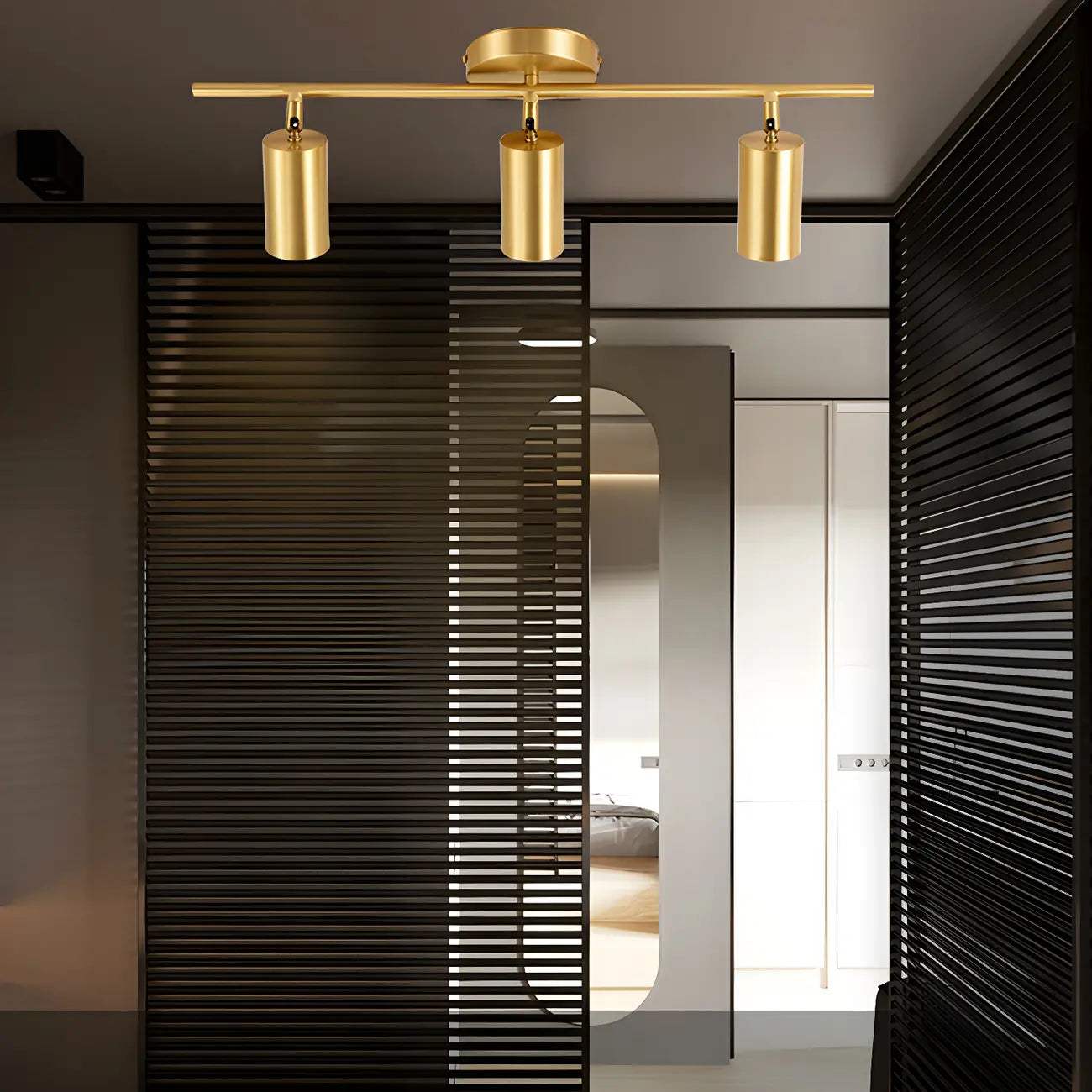 4 Light Gold Track Lighting with Adjustable Heads