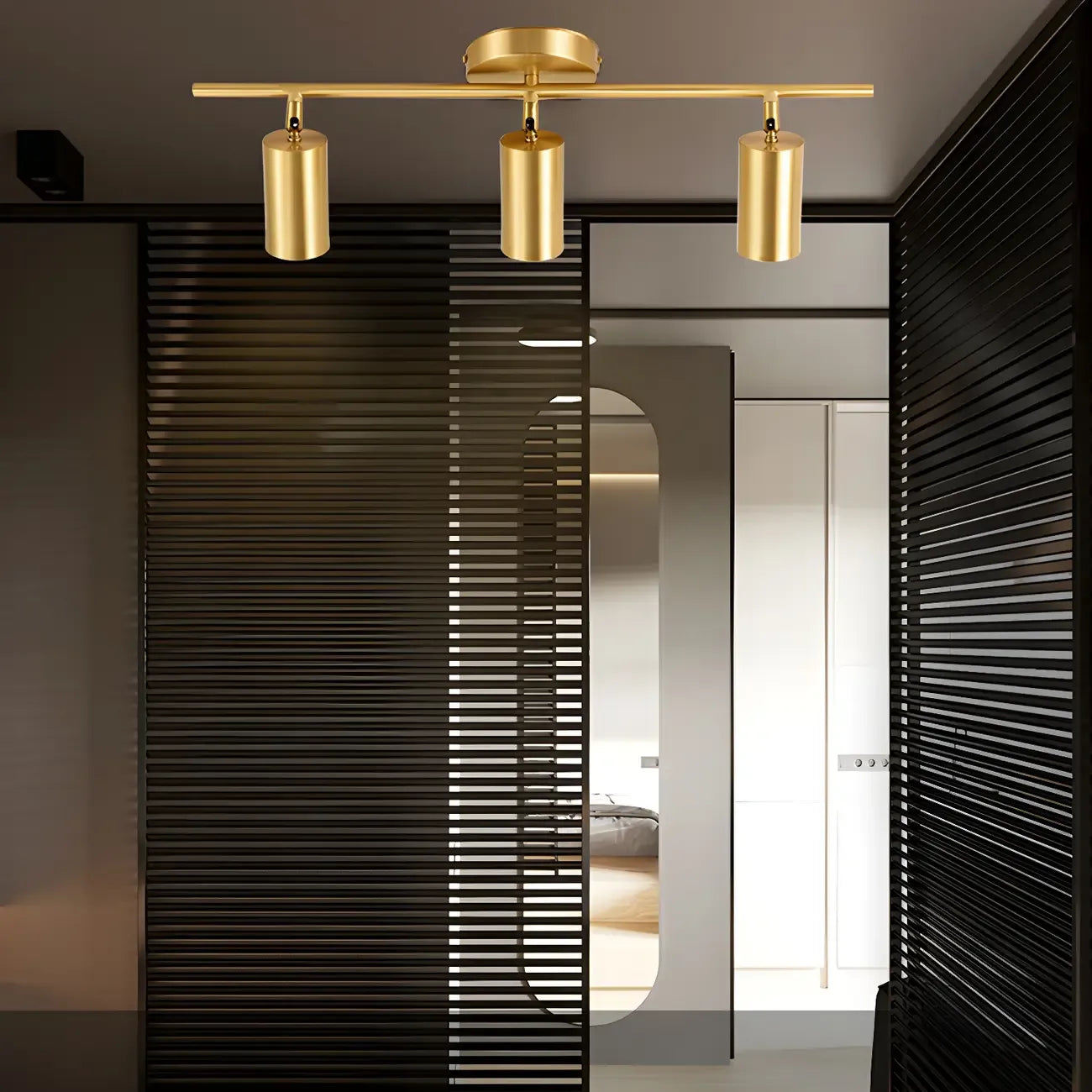 4 Light Gold Track Lighting with Adjustable Heads