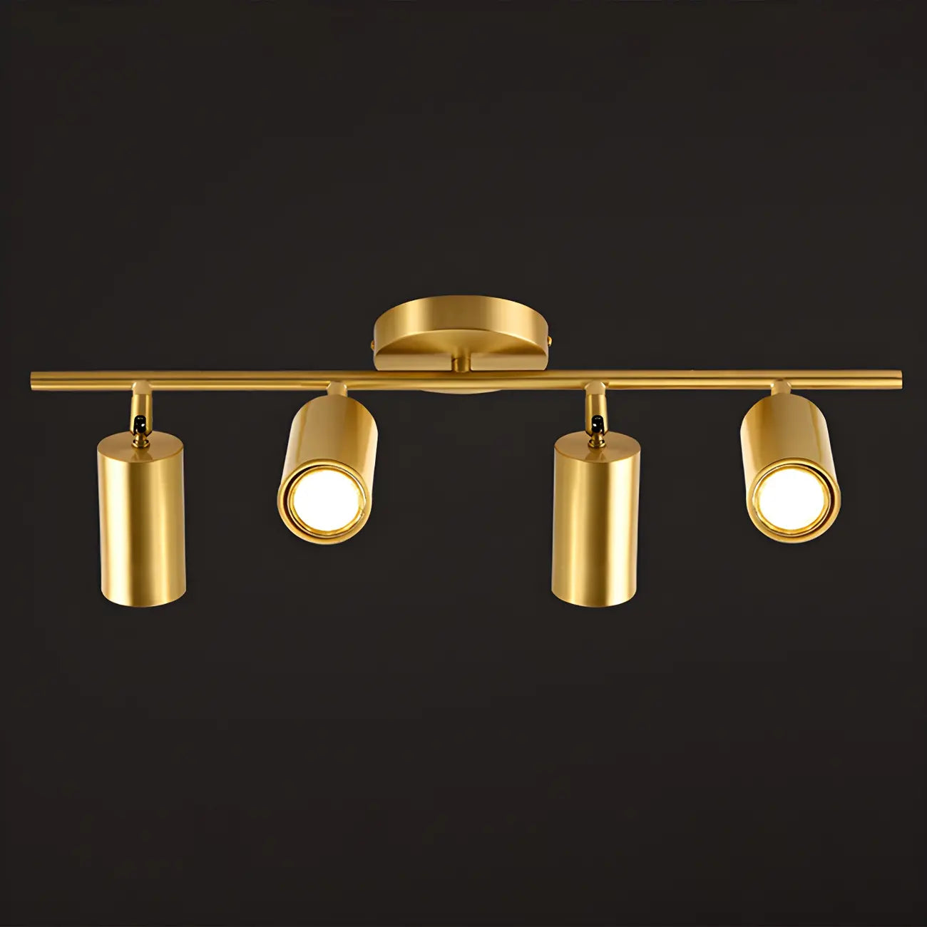 4 Light Gold Track Lighting with Adjustable Heads