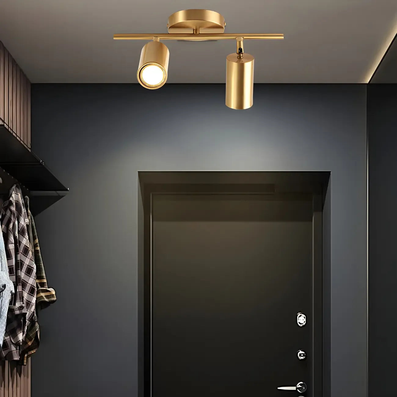 4 Light Gold Track Lighting with Adjustable Heads