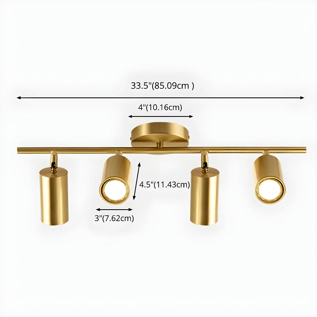 4 Light Gold Track Lighting with Adjustable Heads