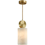 Contemporary Cylinder Stone Brass Pendant Light