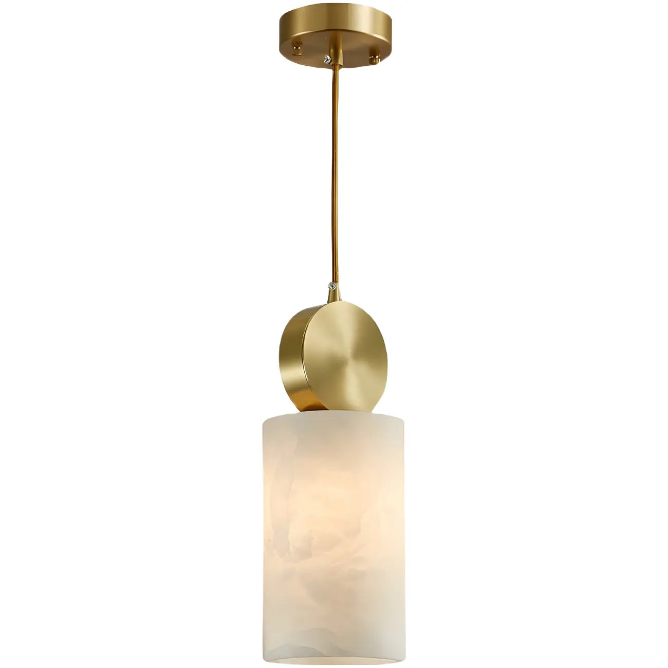 Contemporary Cylinder Stone Brass Pendant Light