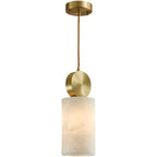 Contemporary Cylinder Stone Brass Pendant Light