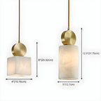 Contemporary Cylinder Stone Brass Pendant Light