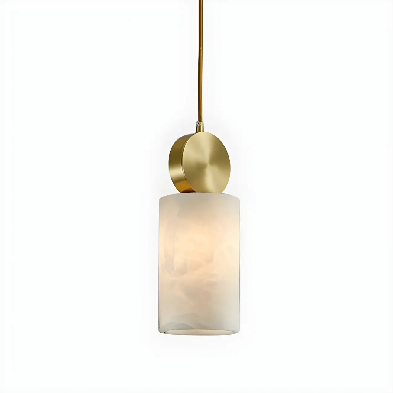 Contemporary Cylinder Stone Brass Pendant Light