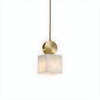 Contemporary Cylinder Stone Brass Pendant Light