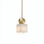 Contemporary Cylinder Stone Brass Pendant Light