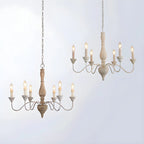 6-Light Classic Wooden Candelabra Chandelier with Chain Mount