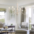 6-Light Classic Wooden Candelabra Chandelier with Chain Mount