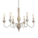 6-Light Classic Wooden Candelabra Chandelier with Chain Mount