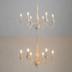 6-Light Classic Wooden Candelabra Chandelier with Chain Mount