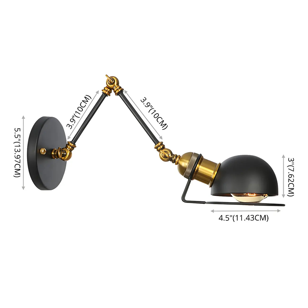 Industrial Black Adjustable Swing Arm Wall Sconce