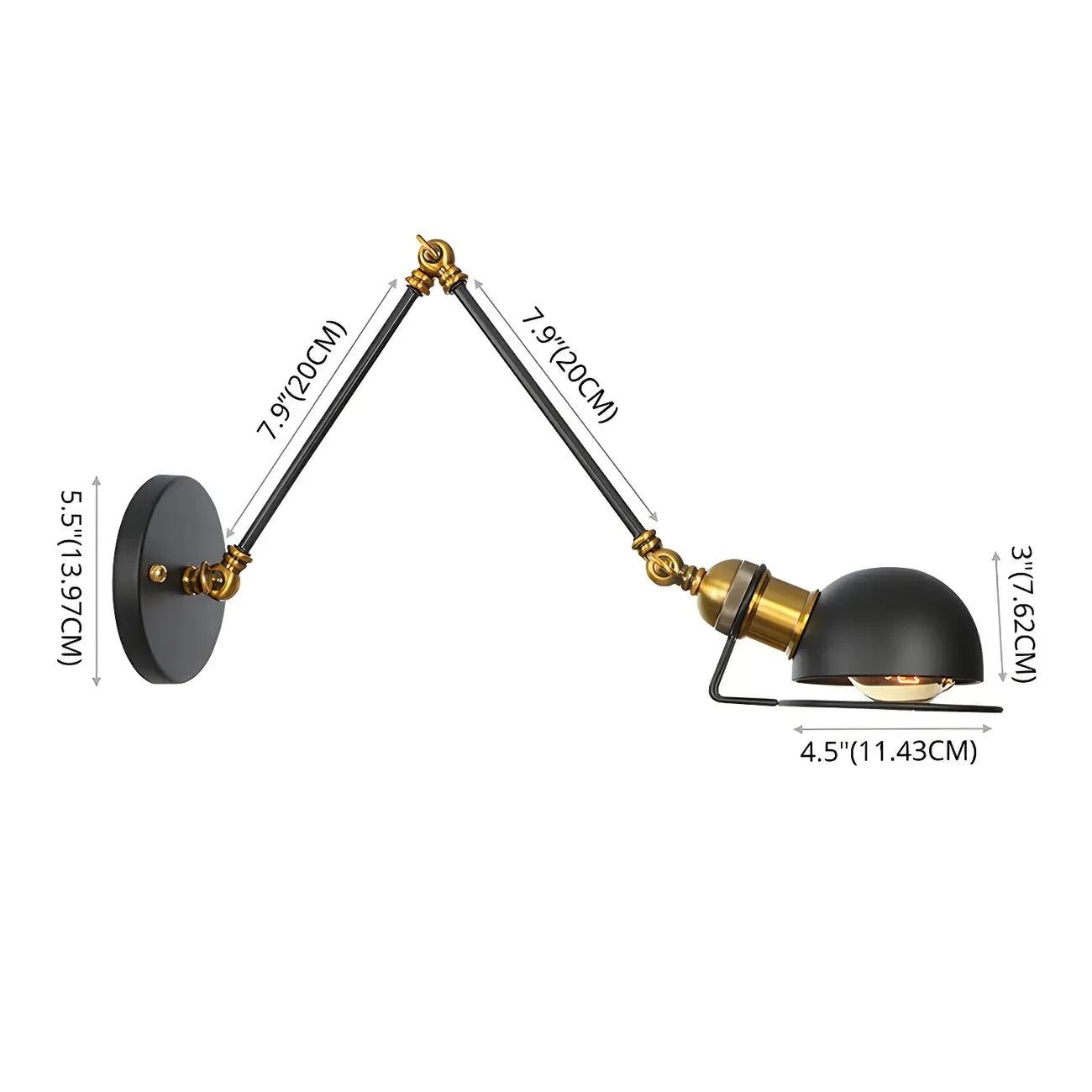 Industrial Black Adjustable Swing Arm Wall Sconce