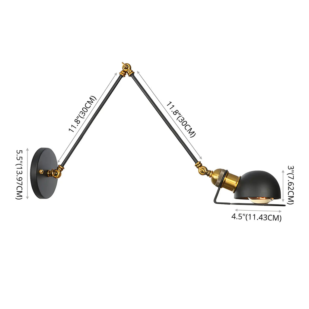 Industrial Black Adjustable Swing Arm Wall Sconce