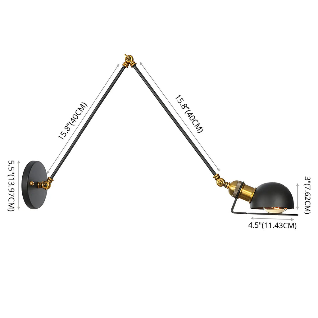 Industrial Black Adjustable Swing Arm Wall Sconce