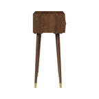 Retro Wave Carved Walnut Wooden 3 Drawers Console Table