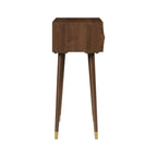 Retro Wave Carved Walnut Wooden 3 Drawers Console Table