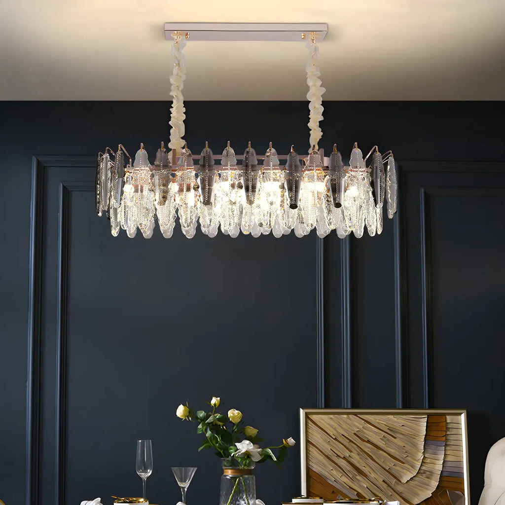 Contemporary Gold Crystal Island Pendant Light