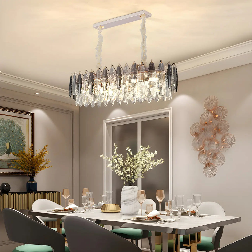 Contemporary Gold Crystal Island Pendant Light