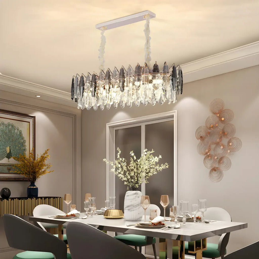 Contemporary Gold Crystal Island Pendant Light