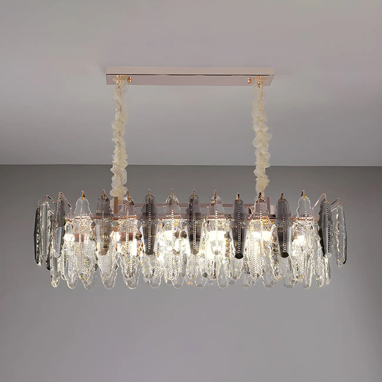 Contemporary Gold Crystal Island Pendant Light