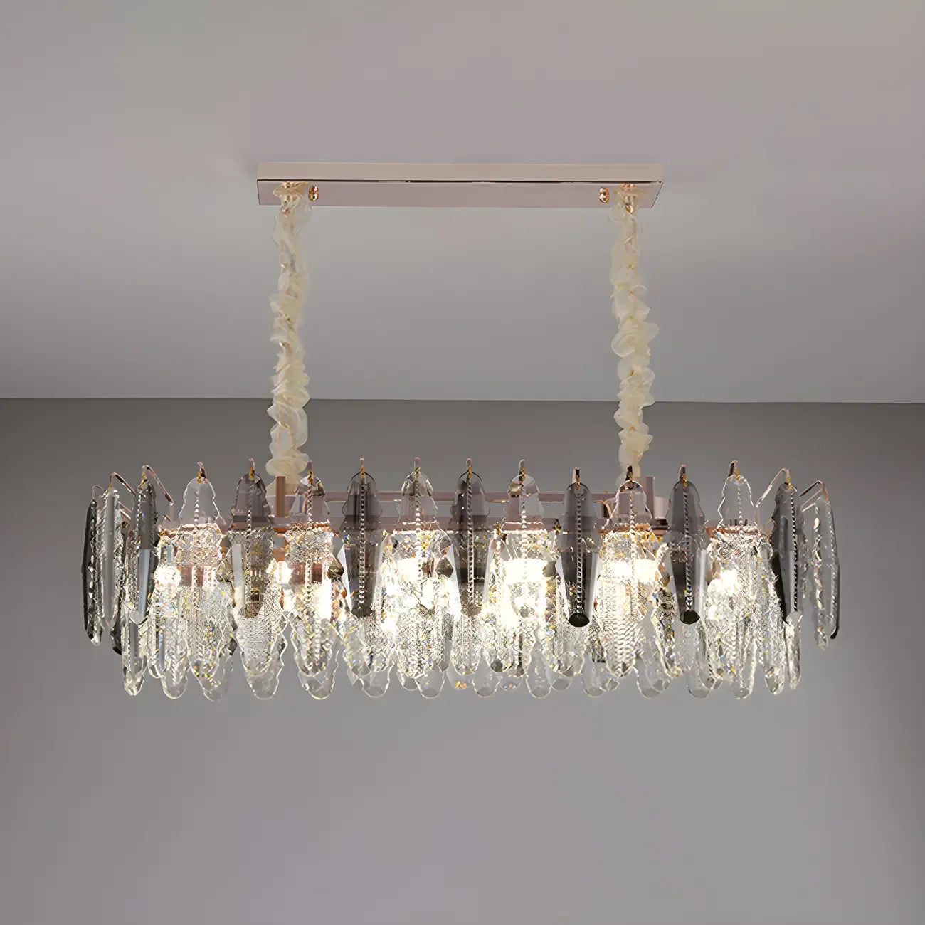 Contemporary Gold Crystal Island Pendant Light