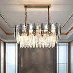 Contemporary Gold Crystal Island Pendant Light