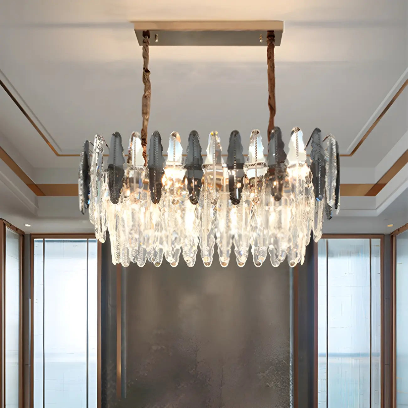 Contemporary Gold Crystal Island Pendant Light